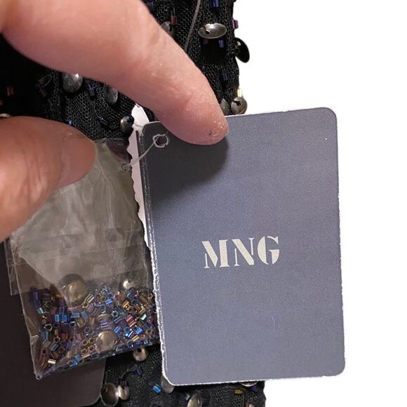 New MNG From Mango Dress Women’s Size 6 Asymmetrical Black Glitzy Evening Gown - Picture 11 of 16